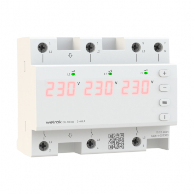Реле напряжения 3Ф welrok D6-40 red