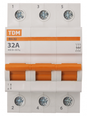 Выключатель нагрузки (мини-рубильник) ВН-32 3P 32A Home Use TDM