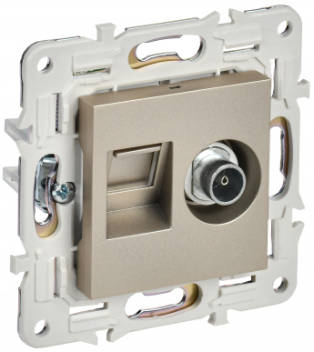 SKANDY Роз. двойная TV+RJ45 кат.5E SK-A14Sh шамп. IEK