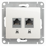 GLOSSA РОЗЕТКА двойная компьютерная RJ45+RJ45, кат.5E, механизм,ПЕРЛАМУТР
