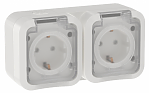 TORS Розетка 2-местная горизонтальная 16А IP55 TS322 белый IEK