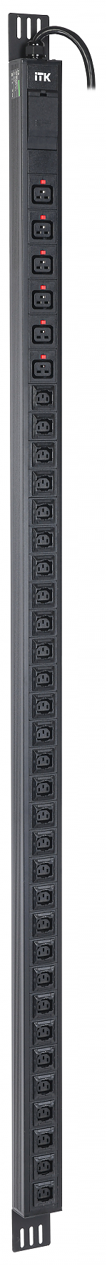 ITK PDU верт. 42U 1ф 32А 30 роз. C13 6 C19 каб. 3м IEC60309