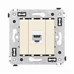 Компьютерная розетка без шторки RJ-45 в стену, кат.6 одинарная "Avanti", "Ванильная дымка"