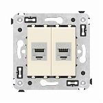 Компьютерная розетка без шторки RJ-45 в стену, кат.6 двойная экран "Avanti", "Ванильная дымка"