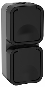 TORS Розетка 2-ая с з/к кр. верт. 16А IP55 TS132 графит IEK