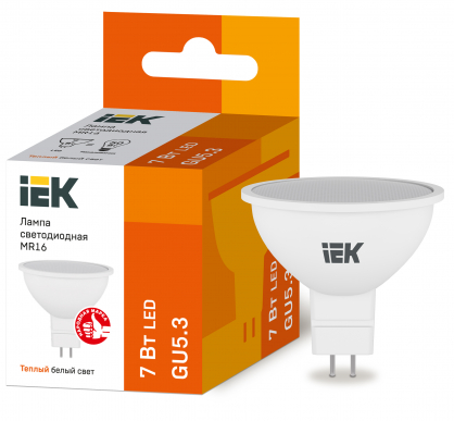 Лампа LED MR16 софит 7Вт 230В 3000К GU5.3 IEK