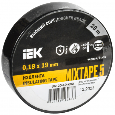 Изолента 0,18х19мм черная 20м IEK