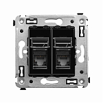 Компьютерная розетка RJ-45 в стену, кат.5e двойная, "Avanti", "Черный квадрат"