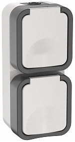 TORS Розетка 2-ая с з/к кр. верт. 16А IP55 TS232 белый IEK