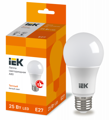 Лампа LED A80 шар 25Вт 230В 3000К E27 IEK