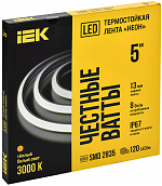 Лента светодиодная "неон" термостойкая 5м SMD2835 120LED/м 8Вт/м IP67 13мм 24В холодный белый IEK