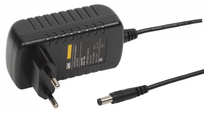 Драйвер LED ИПСН 24Вт 12 В адаптер -JacK 5,5 мм IP20 IEK-eco