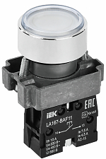 Кнопка LA167-BAF11 d=22мм 1з белая IEK
