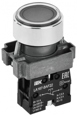 Кнопка LA167-BAF22 d=22мм 1р черная IEK