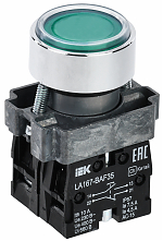 Кнопка LA167-BAF35 d=22мм 1з+1р зеленая IEK