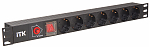 ITK PDU 7 розеток нем. ст, с LED выкл, 1U, без шнура, вх. С14