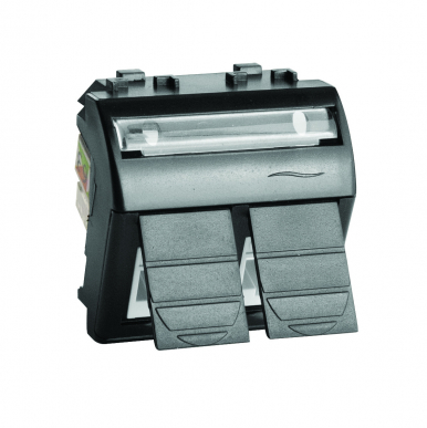 Компьютерная розетка двойная RJ45 кат.5e, Brava, черн., 2мод