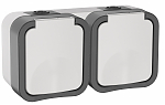 TORS Розетка 2-ая с з/к кр. гориз. 16А IP55 TS222 белый IEK