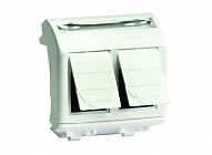 Компьютерная розетка двойная RJ45 кат.6 экран. (8P8C, Dual IDC: 110&Krone) Brava, белая, 2мод