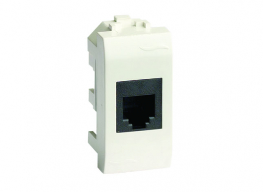 Компьютерная розетка RJ45 кат.5e экран. (8P8C, Hyperline, Dual IDC: 110&Krone) Brava, белая, 1мод