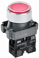 Кнопка LA167-BAF42 d=22мм 1р красная IEK