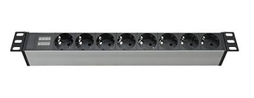 Блок распределения питания (PDU) 19" 16A с индикацией, Вых:8 Schuko, Вх:Schuko