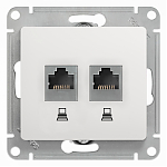 GLOSSA РОЗЕТКА двойная компьютерная RJ45+RJ45, кат.5E, механизм, БЕЛЫЙ