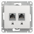GLOSSA РОЗЕТКА двойная компьютерная RJ45+RJ45, кат.5E, механизм, БЕЛЫЙ