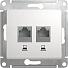 GLOSSA РОЗЕТКА двойная компьютерная RJ45+RJ45, кат.5E, механизм, БЕЛЫЙ